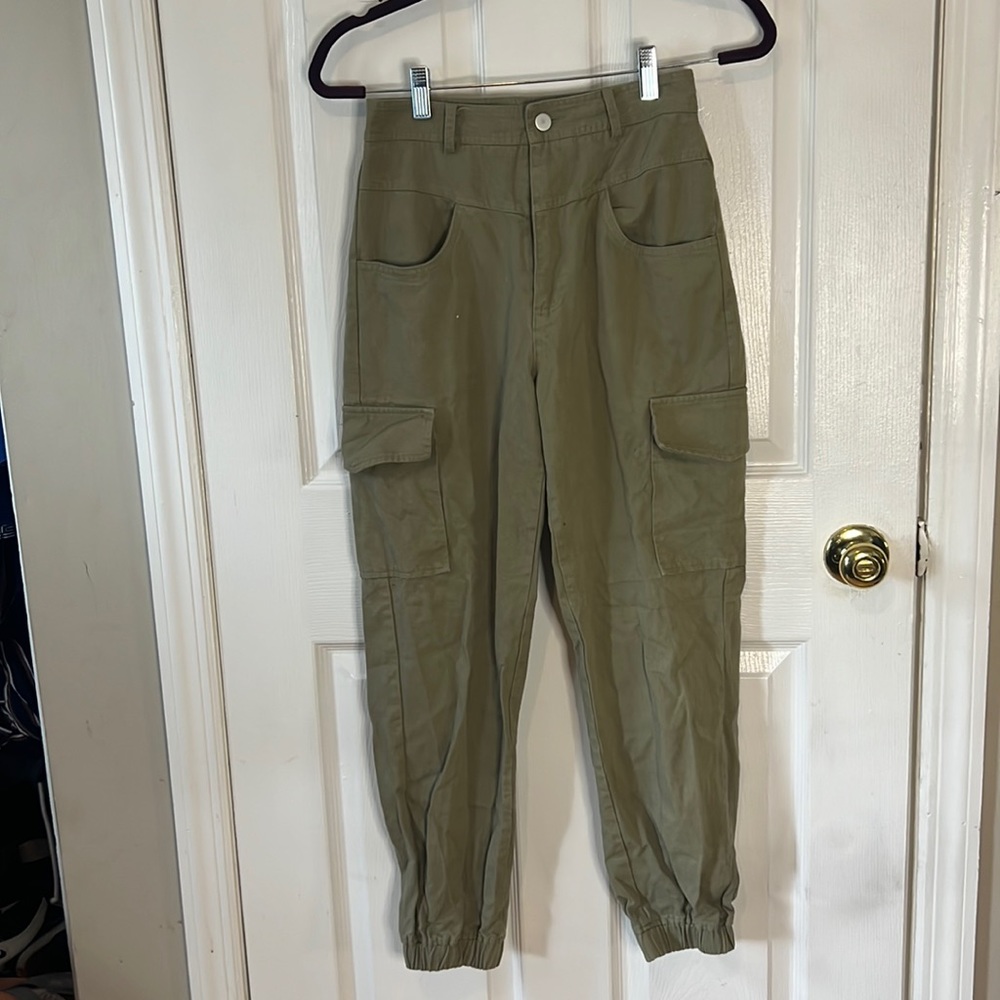 Olive green baggy jogger pants